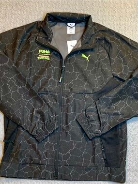 Puma TMNT Teenage Mutant Ninja Turtles Jacket Mens M Black Windbreaker NWT